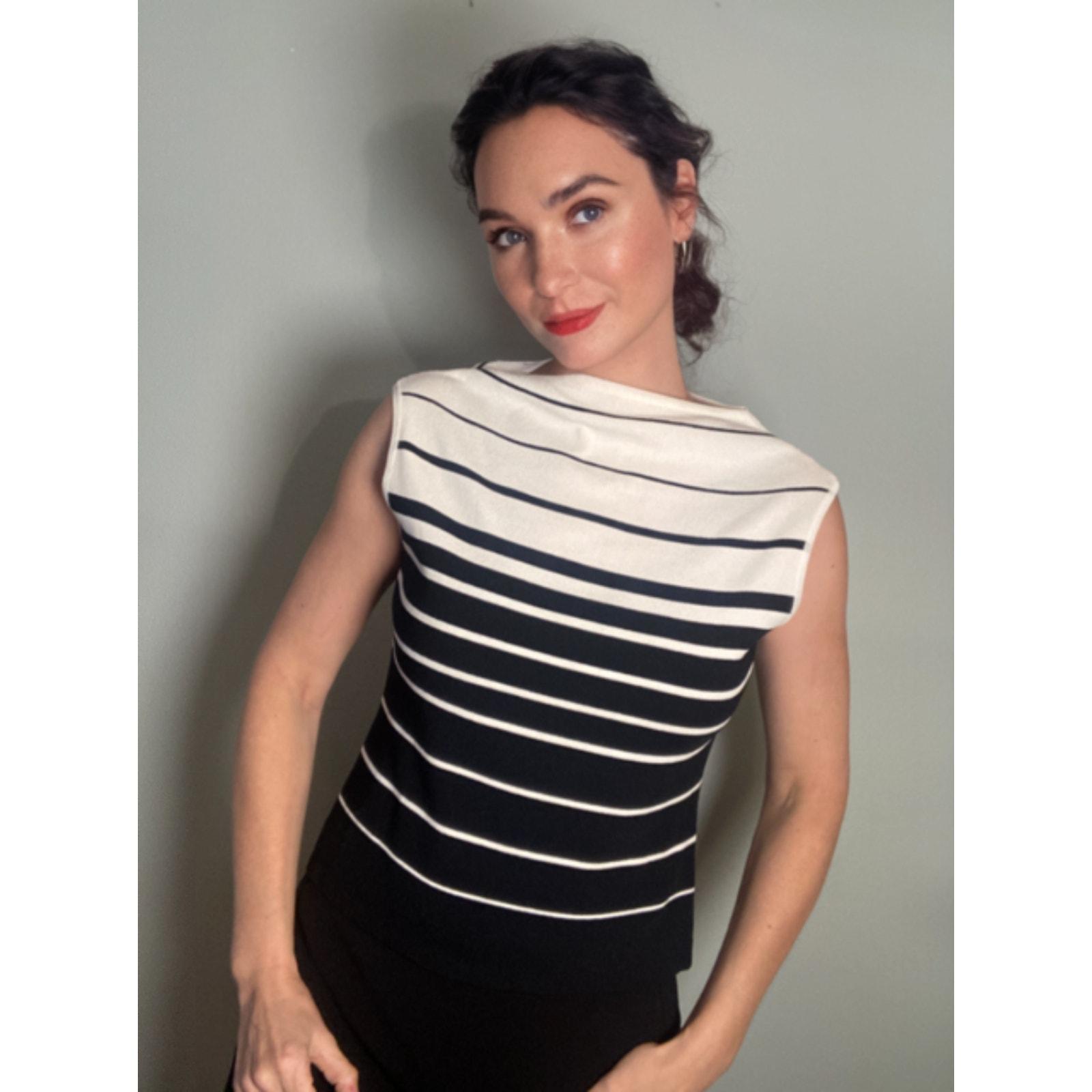 Boat Neck Sailor Stripe Shipster Funnel Neck Sleeveless Summer Knit Willi Smith Sz L