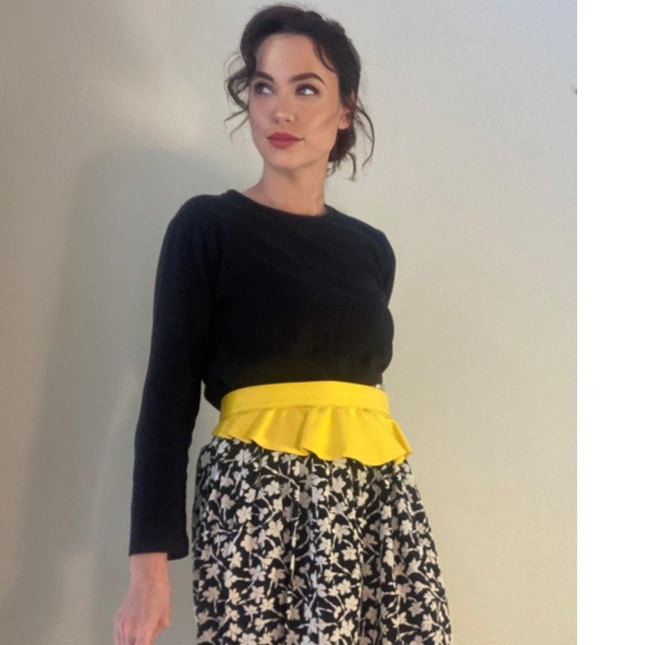 Max Mara Yellow Leather Ruffle Belt F/W 2019 Made in Italy ~ Sz S ~ Pristine!