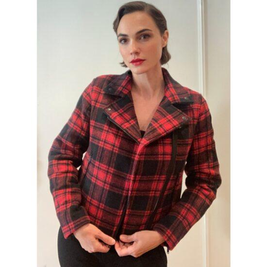 Gap Black & Red Check Buffalo Plaid 90s Inspo Wool Moto Biker Jacket ~ Sz M