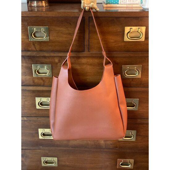 Neiman Marcus Vegan Leather Tote Shoulder Bag Handbag Cognac Brown ~ So Lovely