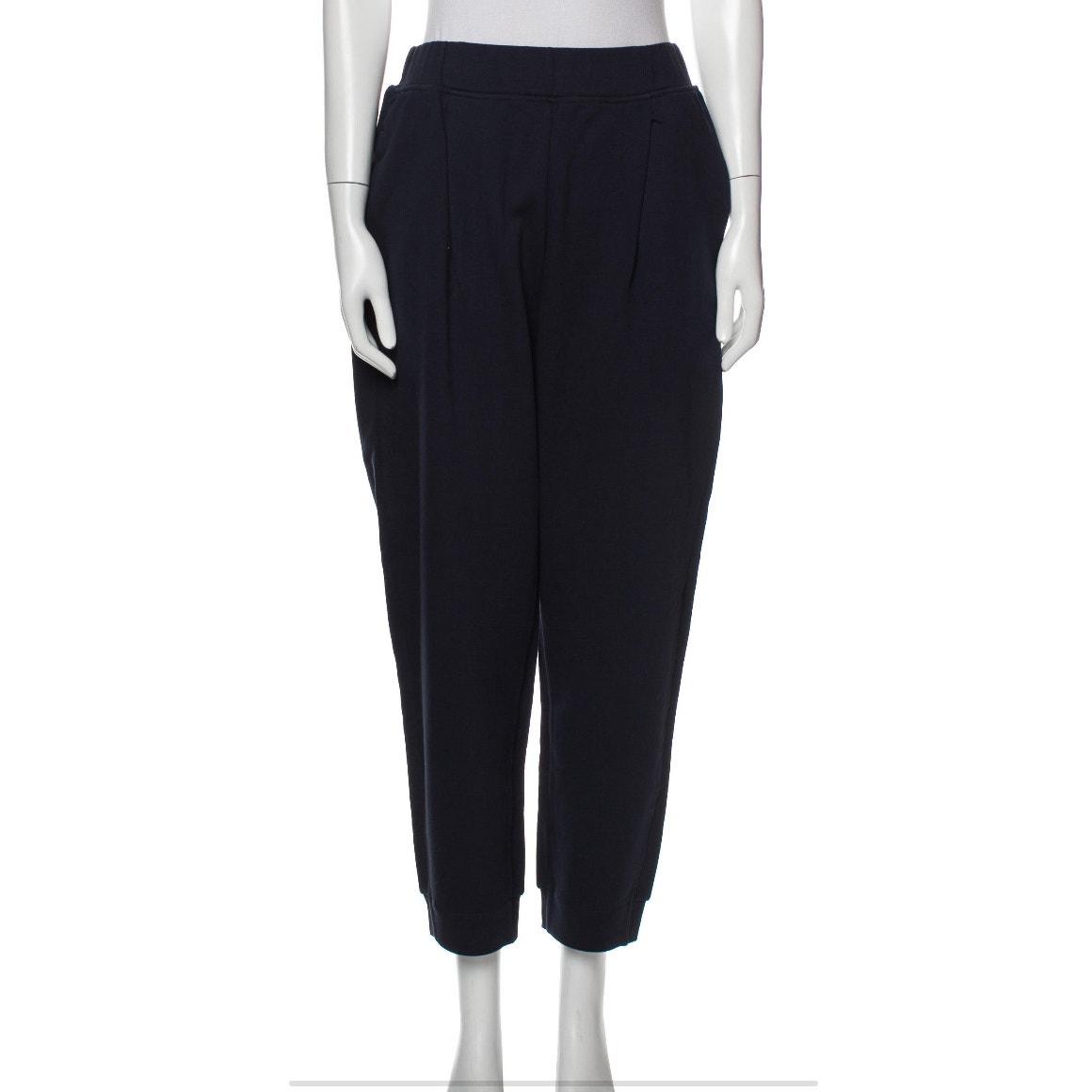 Max Mara Leisure Navy Cotton Jogger Pants Luxury Lounge Travel ~ Sz L