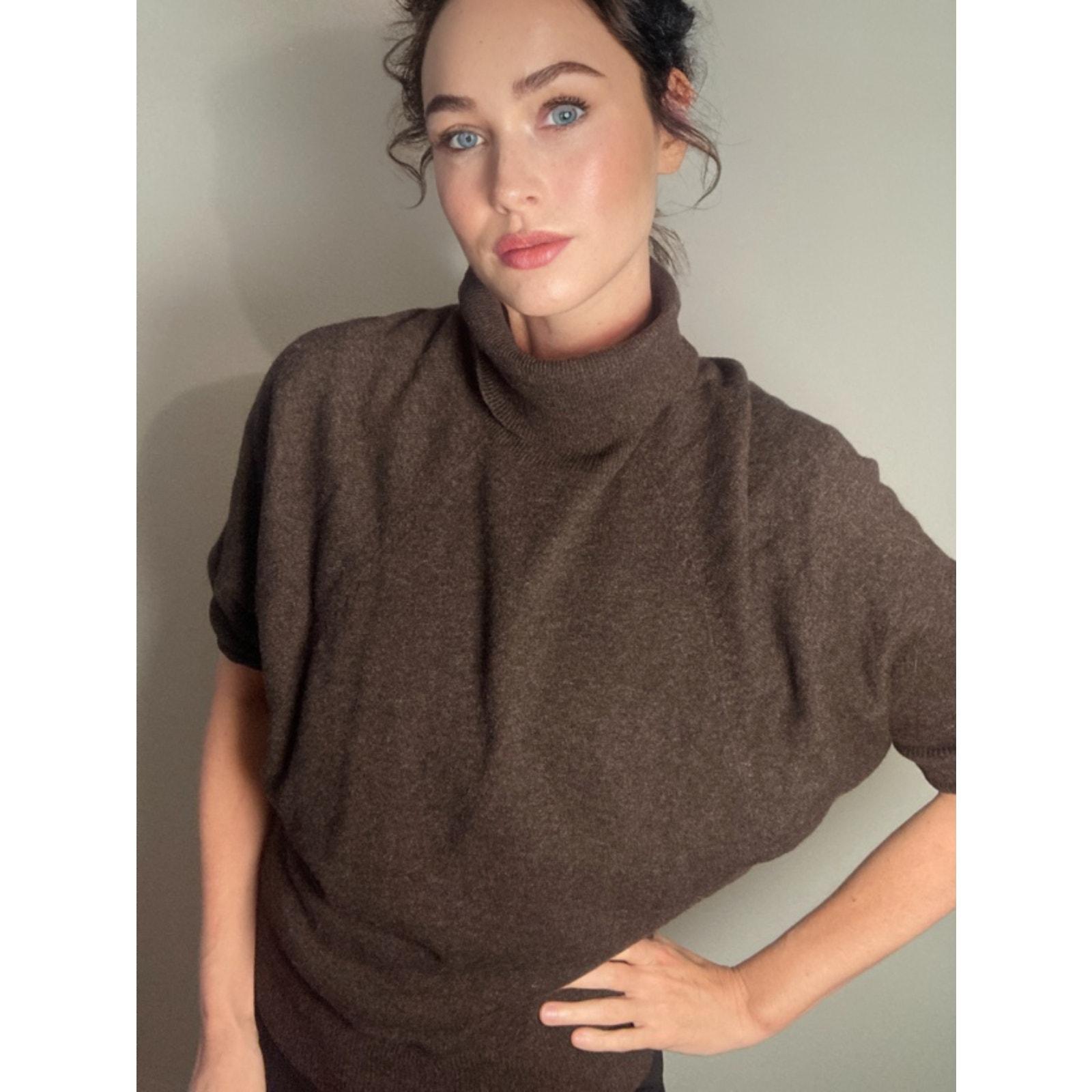 Laurie B. Brown Cashmere Blend Dolman Sleeve Short Sleeve Knit Sweater ~ Sz S/M