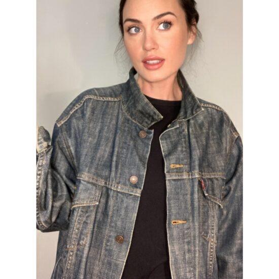 Levi's Mens Denim Standard Trucker Jacket Dark Blue Relaxed Style 70507 Sz XL