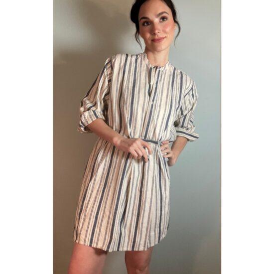 NIli Lotan Cotton/ Linen Striped Shirt Dress Blue & White ~ Sz XS fits S/M