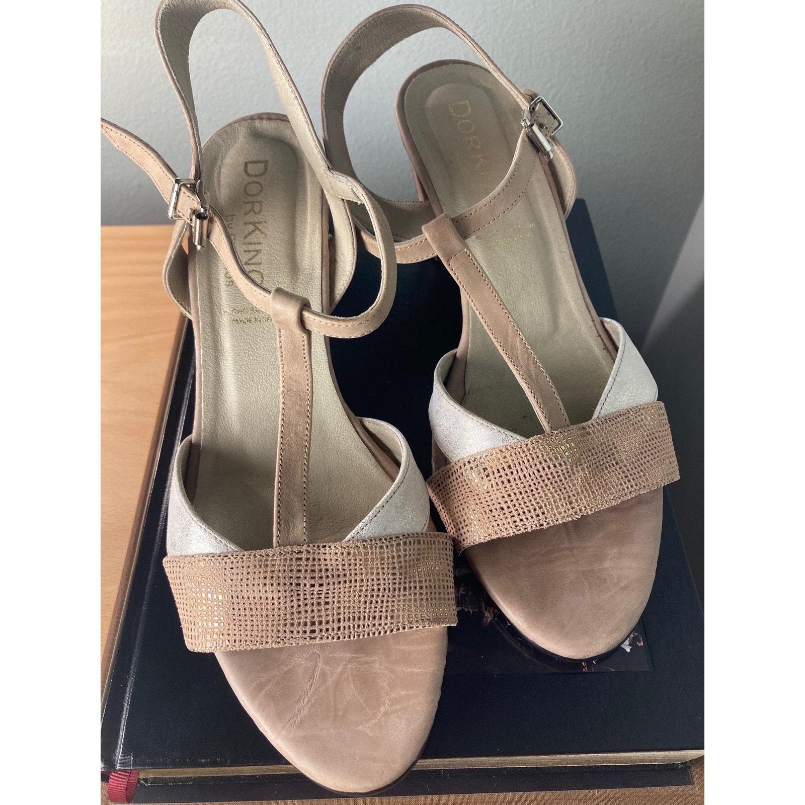 Dorking Fluchos Spanish Leather Sandals Metallic Blush Sz 41 True Craftsmanship