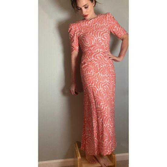 Dries Van Noten SS16 Coral & White Print Dress ~ Size 38 ~ Iconic & Amazing!