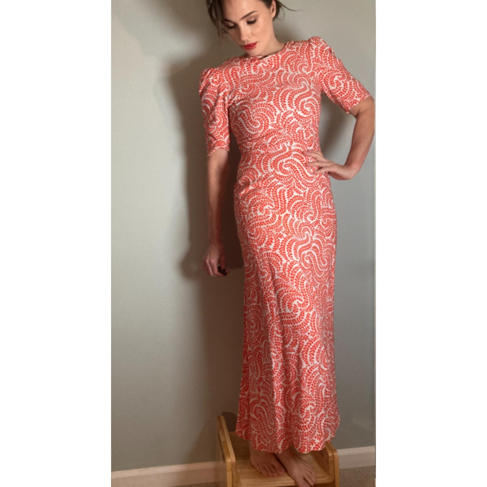 Dries Van Noten SS16 Coral & White Print Dress ~ Size 38 ~ Iconic & Amazing!
