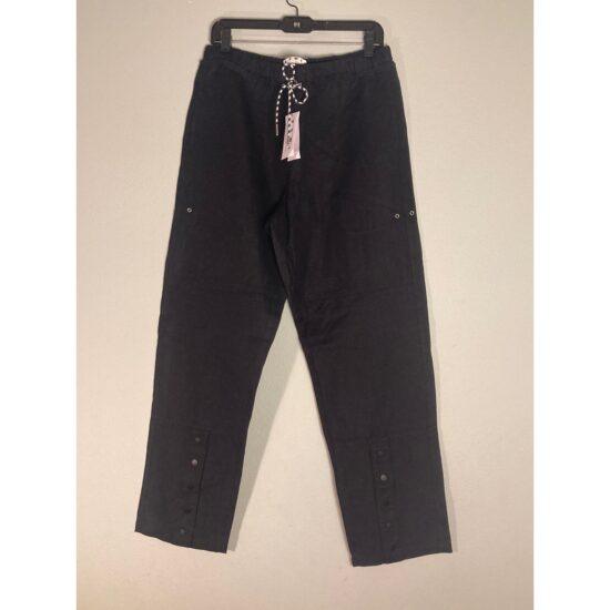 Porenza Schouler Cotton Linen Drawstring Pants Black ~ Sz L ~ NWT Pristine