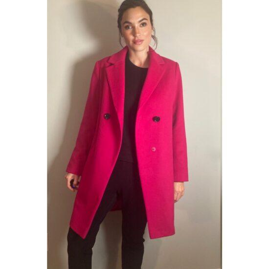 Sam Edelman Pink Wool Blend Double Breasted Coat ~ Bright! ~ Sz Med $220